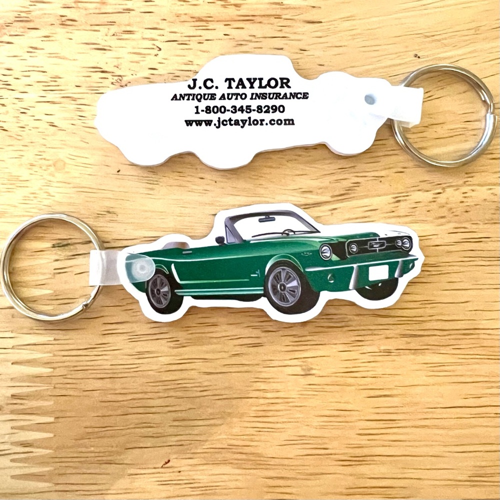 Antique Car Vintage Convertible Mustang key fob JC Taylor Antique Car Insurance